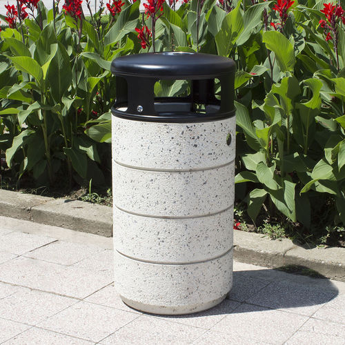 Public trash can - 128 - Encho Enchev - ETE - free-standing / powder-coated steel / fiber-reinforced concrete