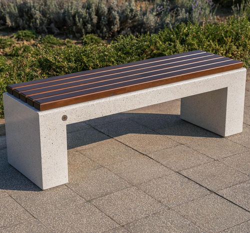 Contemporary public bench - 212 - Encho Enchev - ETE - iroko / bamboo / high-performance concrete