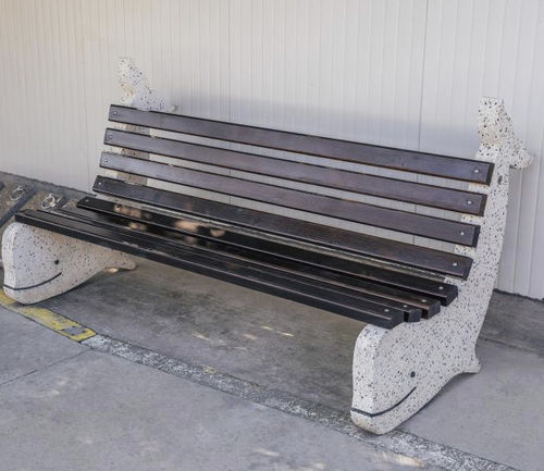 Original design public bench - WHALE - Encho Enchev - ETE - wooden / high-performance concrete / fiber-reinforced concrete