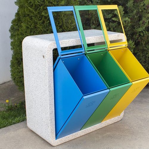 Public trash can - 244 R - Encho Enchev - ETE - recycling / free-standing / galvanised steel