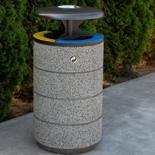 Galvanised steel trash can - 249 R - Encho Enchev - ETE - powder-coated steel / fiber-reinforced concrete / high-performance concrete