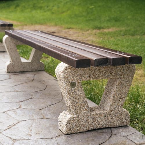 Traditional public bench - 110 - Encho Enchev - ETE - wooden / high-performance concrete / fiber-reinforced concrete