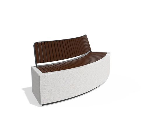 Contemporary public bench - 268-G - Encho Enchev - ETE - fiber-reinforced concrete / wooden / with backrest