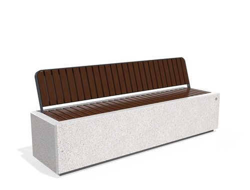 Made from recycled materials public bench - 268-B - Encho Enchev - ETE - bamboo / stainless steel / stone