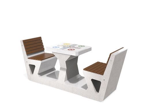 Contemporary table and bench set - 282 - Encho Enchev - ETE - wooden / concrete / outdoor