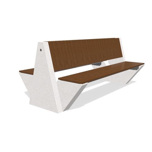 Contemporary garden bench - 357 - Encho Enchev - ETE - high-performance concrete / solid wood / iroko