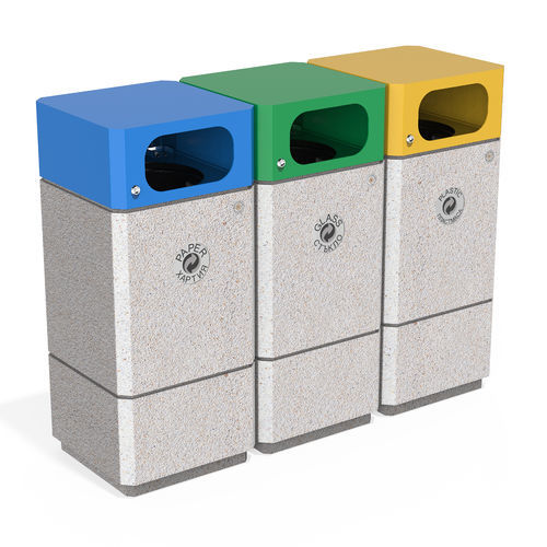 Galvanised steel trash can - 182 R - Encho Enchev - ETE - powder-coated steel / fiber-reinforced concrete / high-performance concrete