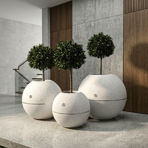 High-performance concrete planter - SPHERICAL - Encho Enchev - ETE - fiber-reinforced concrete / reinforced concrete / stone