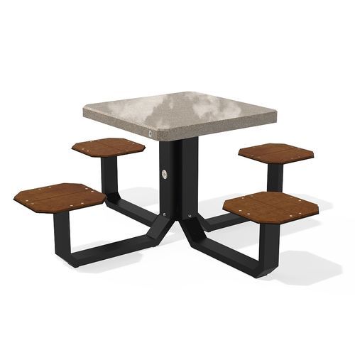 Contemporary picnic table - MODEL 425 - Encho Enchev - ETE - reinforced concrete / stainless steel base / square