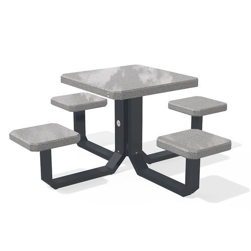 Contemporary picnic table - MODEL 424 - Encho Enchev - ETE - reinforced concrete / stainless steel base / square