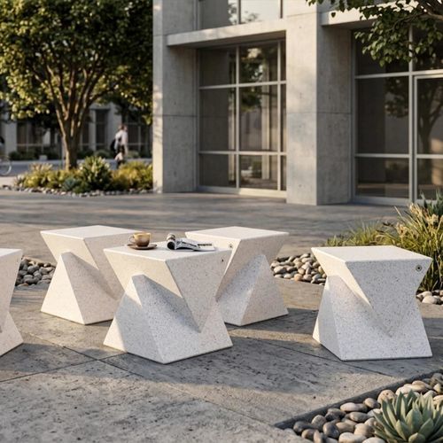 Contemporary stool - 265 - Encho Enchev - ETE - granite / for public space / outdoor