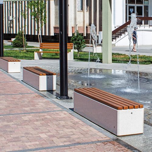 Contemporary public bench - 183 - Encho Enchev - ETE - iroko / bamboo / high-performance concrete