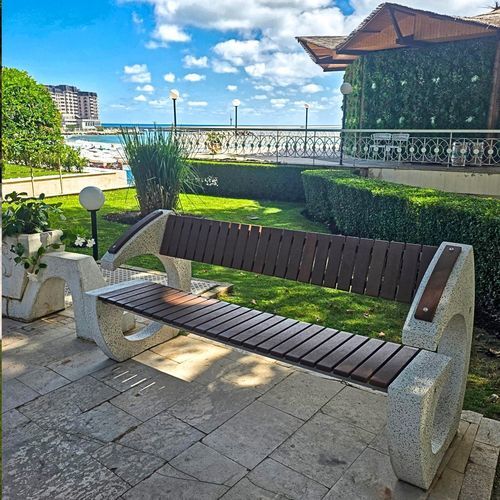 Contemporary public bench - 99 - Encho Enchev - ETE - wooden / high-performance concrete / fiber-reinforced concrete