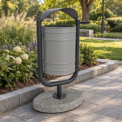 Metal trash can - 90 - Encho Enchev - ETE - galvanised steel / powder-coated steel / high-performance concrete