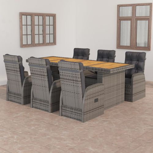Contemporary table and chair set - vidaXL 7-tlg : 3059345 - desayo - garden / fabric / acacia
