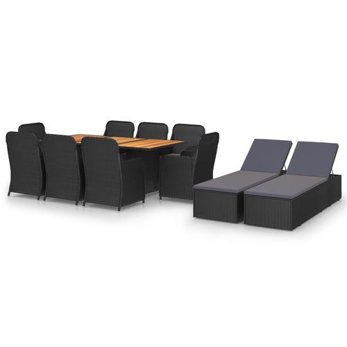Contemporary table and chair set - vidaXL 11-tlg : 3059476 - desayo - garden / acacia / solid wood