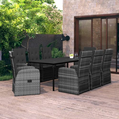 Contemporary table and chair set - vidaXL 9-tlg : 3099498 - desayo - garden / patio / powder-coated steel