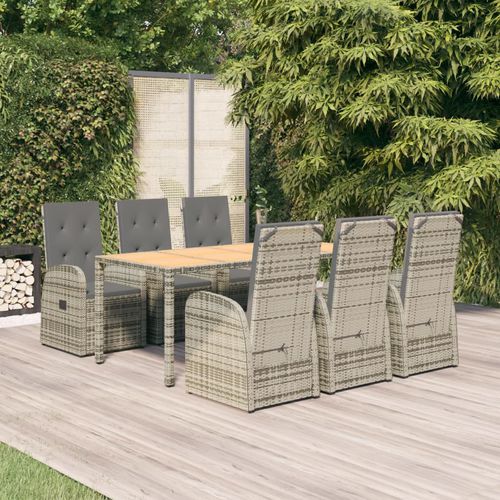 Contemporary table and chair set - vidaXL 7-tlg : 3157588 - desayo - garden / fabric / acacia