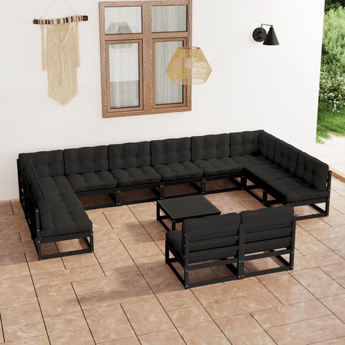 Contemporary lounge garden set - vidaXL 13-tlg : 3077283 - desayo - pine / solid wood / fabric