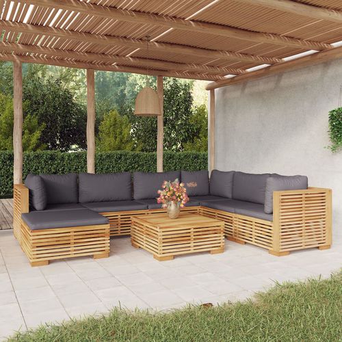 Contemporary lounge garden set - vidaXL 8-tlg : 3100880 - desayo - teak / fabric / home
