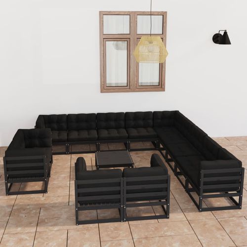 Contemporary lounge garden set - vidaXL 14-tlg : 3077023 - desayo - pine / solid wood / fabric