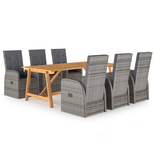 Contemporary table and chair set - vidaXL 7-tlg : 3068817 - desayo - garden / acacia / solid wood