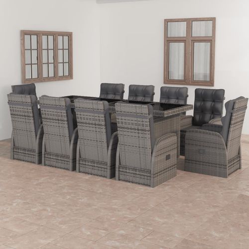 Contemporary table and chair set - vidaXL 11-tlg : 3059348 - desayo - garden / fabric / powder-coated steel
