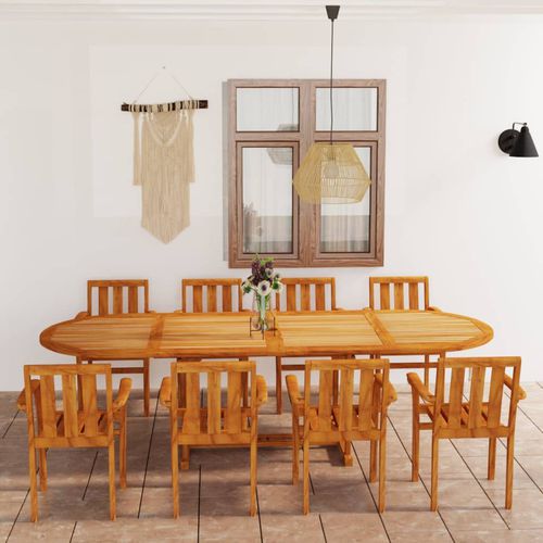 Contemporary table and chair set - vidaXL 9-tlg : 3059620 - desayo - garden / patio / teak