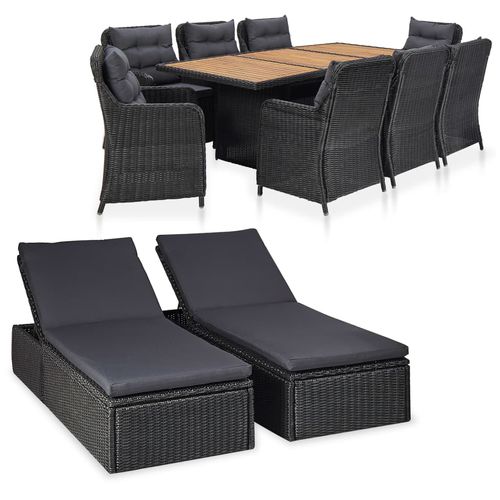 Contemporary table and chair set - vidaXL 11-tlg : 3057807 - desayo - garden / acacia / solid wood
