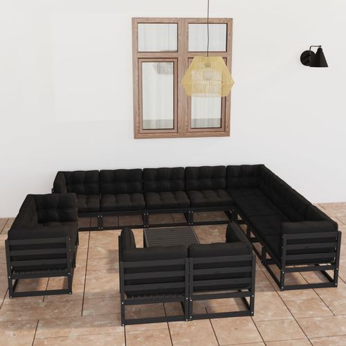 Contemporary lounge garden set - vidaXL 13-tlg : 3077013 - desayo - fabric / solid wood / pine