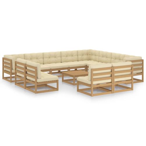 Contemporary lounge garden set - vidaXL 13-tlg : 3076952 - desayo - pine / solid wood / fabric