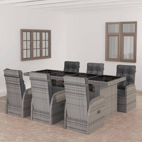 Contemporary table and chair set - vidaXL 7-tlg : 3059344 - desayo - garden / rattan / powder-coated steel
