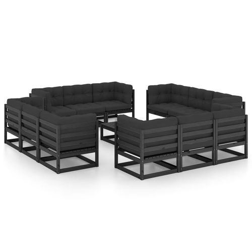 Contemporary lounge garden set - vidaXL 13-tlg : 3076348 - desayo - pine / solid wood / fabric