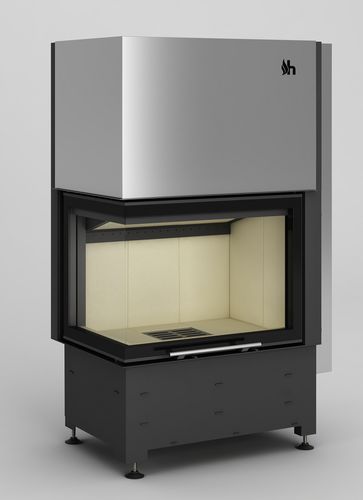 2-sided boiler fireplace insert - Volcano WLTh-12 - desayo - corner / wood-burning / steel