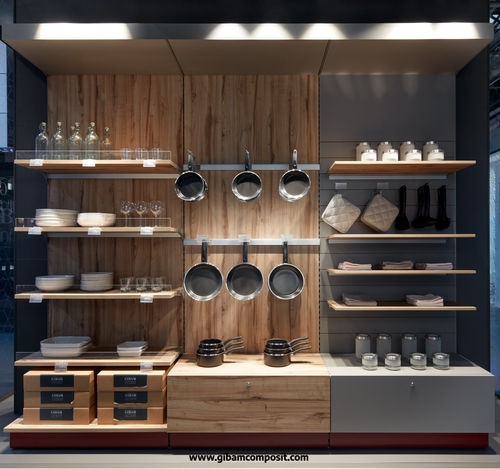 Wooden display rack - M18.03 - GIBAM SHOPS SPA - glass / panel / commercial