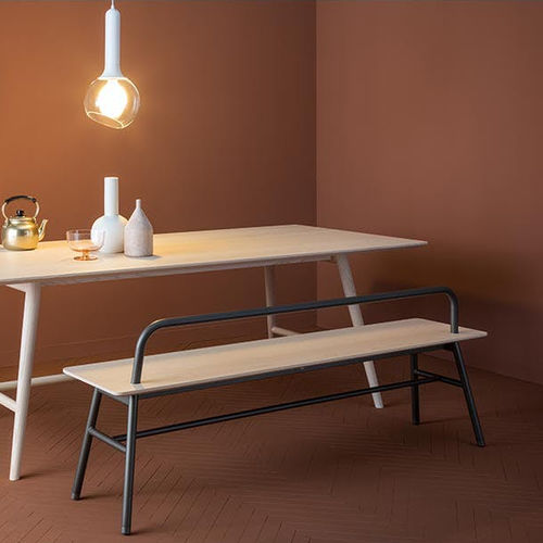 Contemporary bench - HOLLAND - SP01 design - wood veneer / metal / fabric