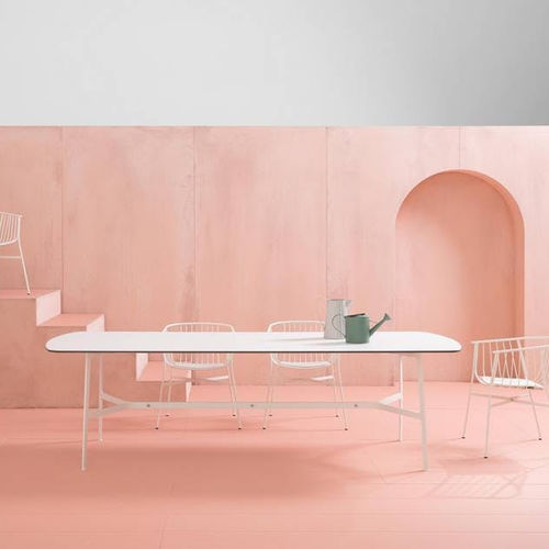 Contemporary table - EILEEN - SP01 design - ash / HPL / stainless steel base