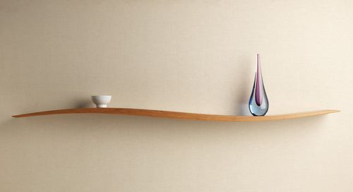 Wall-mounted shelf - ONDA - David Tragen - contemporary / American walnut / cherrywood