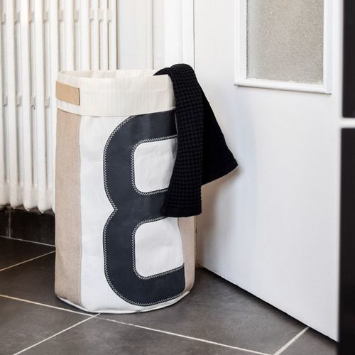 Fabric laundry basket - Natural linen - 727 sailbags - recycled sailcloth