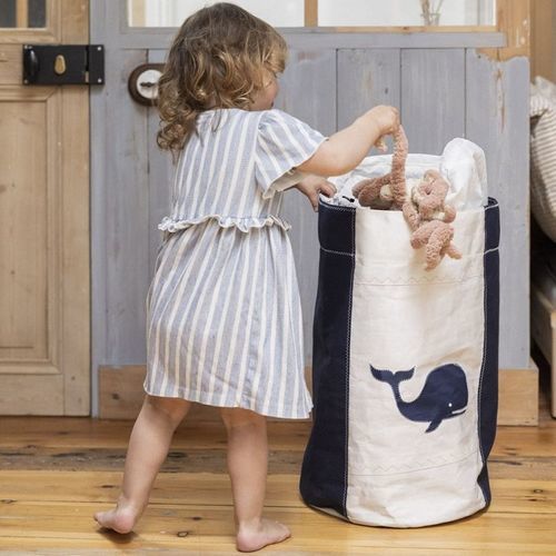 Fabric laundry basket - Whale  - 727 sailbags - recycled sailcloth