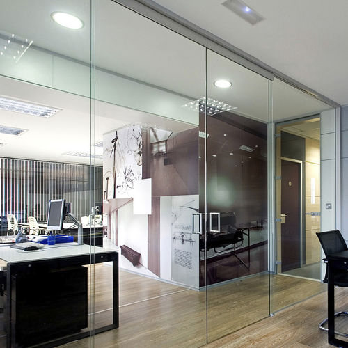 Removable partition - PREMIUM - PREMOSA - double-glazed / aluminum / steel
