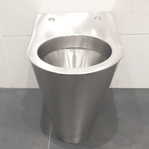 Free-standing toilet - PRIMA - SUPRATECH - back to wall / stainless steel / for public washroom