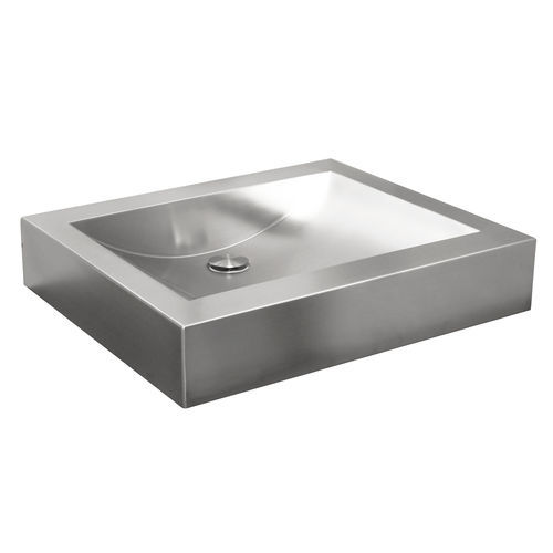 Countertop washbasin - L-048-S series - SUPRATECH - stainless steel / rectangular / with tap holes on demand
