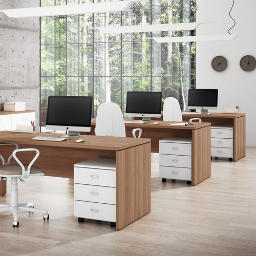 Aluminum office unit - PUNTO 6 - EMOBOK - melamine / 3-drawer / on casters