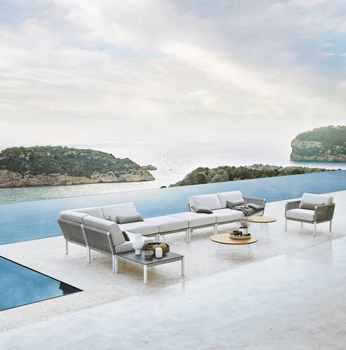 Contemporary lounge garden set - CLUB - Solpuri - water-repellent fabric / aluminum / synthetic fiber