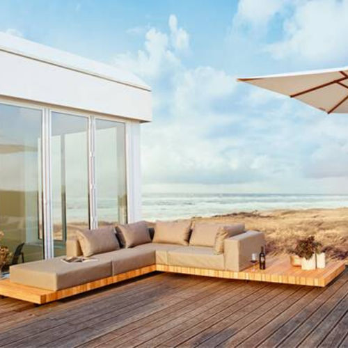 Contemporary lounge garden set - PLATEAU Lounge - Solpuri - water-repellent fabric / wooden / home