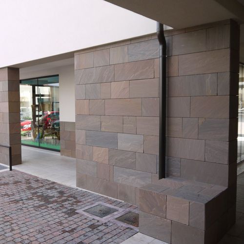 Quartzite tile - BROWN - jaipur pietre - embossed / indoor / outdoor