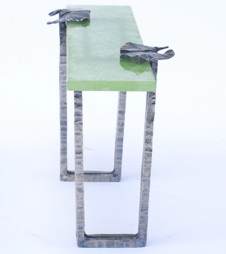 Original design sideboard table - WATERLILY - Atelier Stefan Leo - glass / iron / nickel