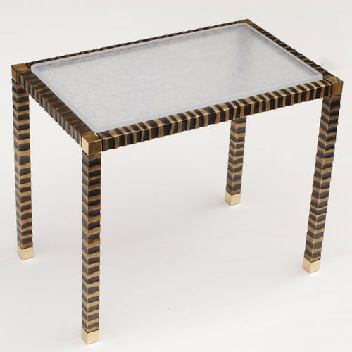 Contemporary side table - ZEBRA - Atelier Stefan Leo - glass / bronze / rectangular