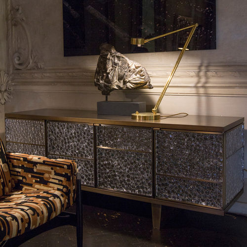 Traditional sideboard - PEBBLE - Atelier Stefan Leo - glass / bronze / custom